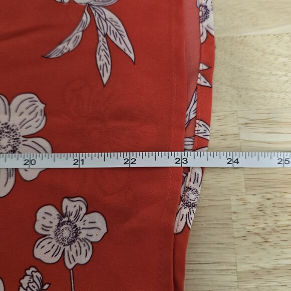 Sanctuary Blouse Womens Medium Red Floral Square Neck Long Sleeve Button Up‎ Top - Picture 6 of 9